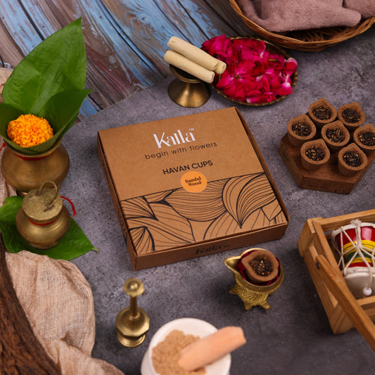 Kalla Natural Havan Cups - Sandalwood