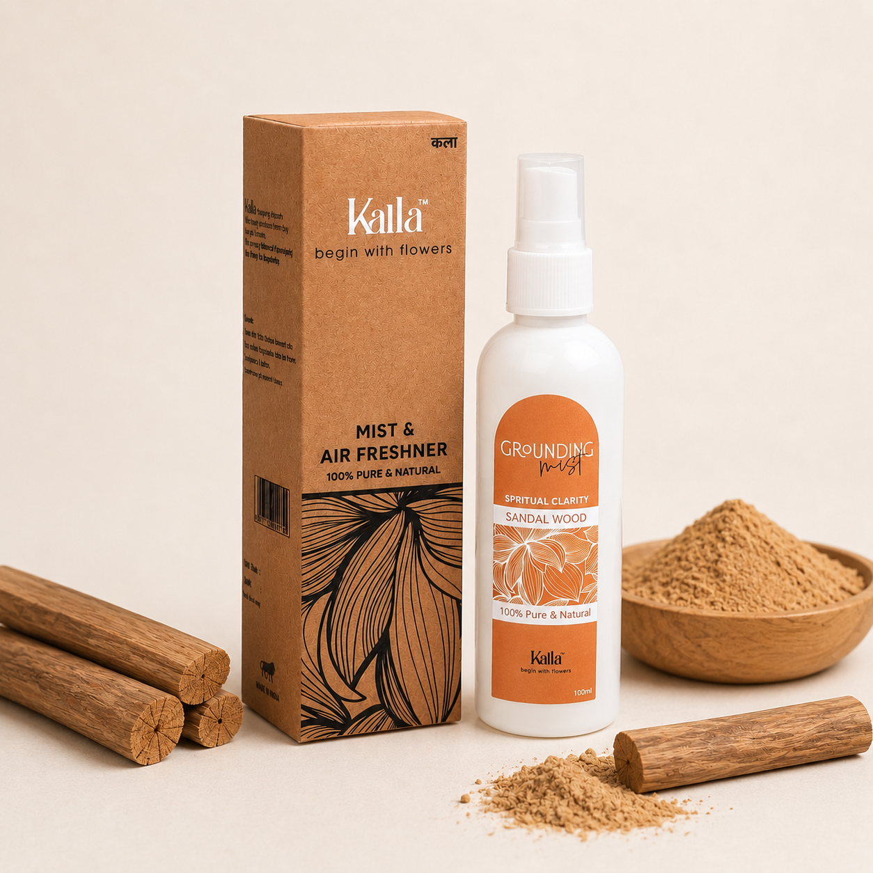 Kalla Mist & Air Freshner (100ml)- Sandalwood Grounding Mist